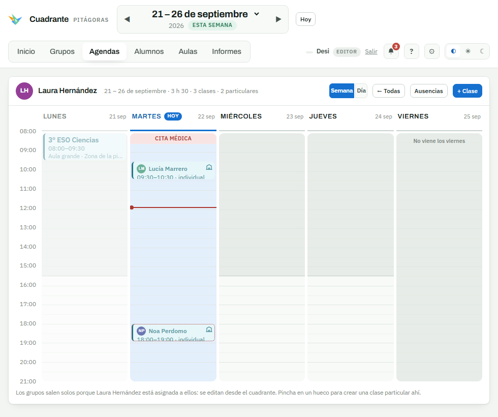 La agenda de una profesora